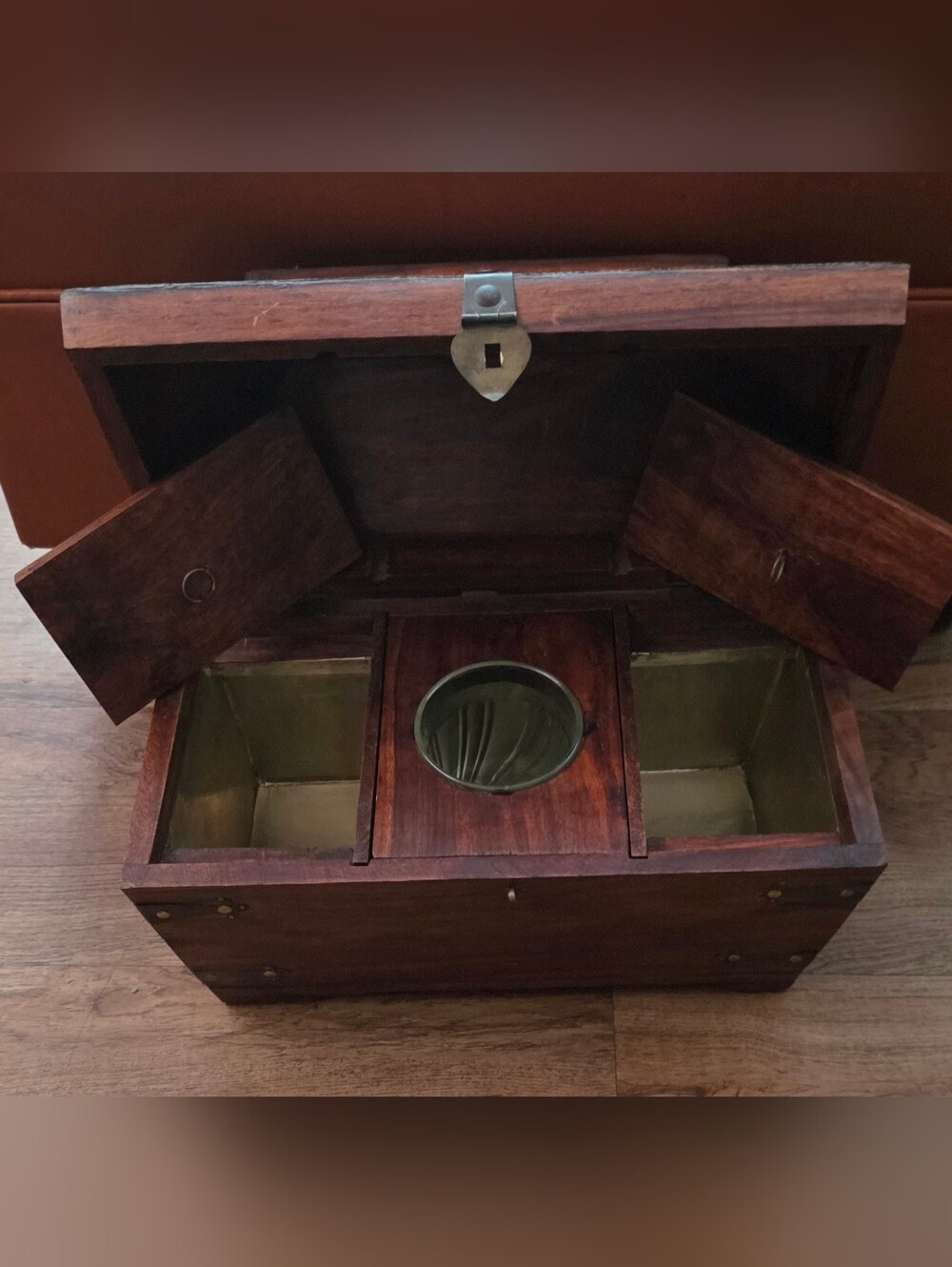 Antique Embossed Wood Tea Caddy